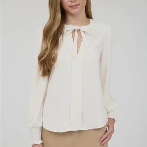 Elegant Cream Bow-Tie Blouse